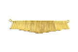Brass Fringed Pendant, 1 Raw Brass Textured Fringed Trim Pendant With 2 Loops (132.5x47x5mm) V084