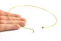 Brass Choker Findings, 2 Raw Brass Wire Choker Collar Findings, Necklace Blanks (136x1.5mm) P003 R056