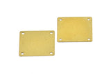 Brass Square Charm, 24 Raw Brass Square Stamping Connectors With 4 Holes (20x20mm) A0066
