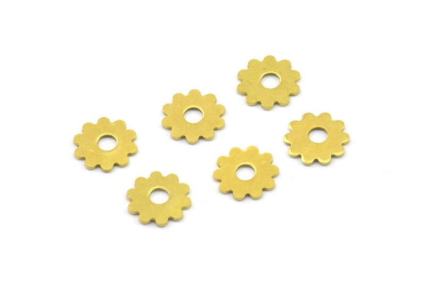 Flower Bead Caps, 100 Raw Brass Floral Bead Caps, Disc, Findings (7mm) Brs 305 A0453