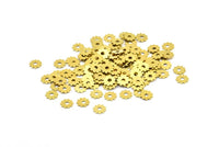 Flower Bead Caps, 100 Raw Brass Floral Bead Caps, Disc, Findings (7mm) Brs 305 A0453