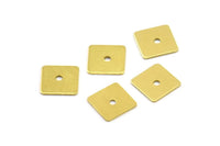 Brass Square Charm, 100 Raw Brass Square Discs, Charms, Findings (7mm) Brs552 A0484