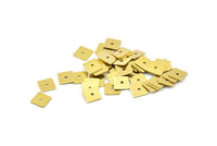 Brass Square Charm, 100 Raw Brass Square Discs, Charms, Findings (7mm) Brs552 A0484