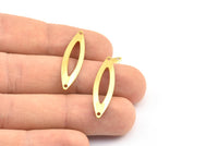Marquise Middle Hole, 50 Raw Brass Marquise Middle Hole Charms With 2 Holes, Jewelry Findings (32x8mm) Brs 500 A0208