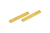Brass Rectangle Bar, 50 Raw Brass Rectangle Connectors With 2 Holes (25x4mm) Brs 652-2 A0260