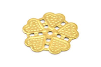 Raw Brass Flower, 12 Raw Brass Flower Charms, Necklace Pendants (21mm) Brs 555 A0277