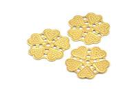 Raw Brass Flower, 12 Raw Brass Flower Charms, Necklace Pendants (21mm) Brs 555 A0277