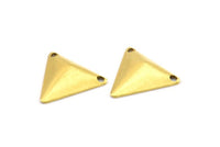 Brass Cambered Triangle, 150 Raw Brass Cambered Triangle With 2 Holes, Finding (14mm) A0053