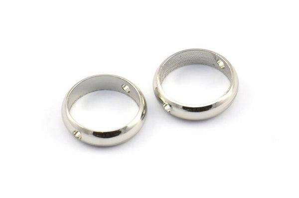 10mm Circle Connector, 25 Silver Tone Circle Ring Connector With 2 Holes, Findings (10x2.5mm) BS 1851 H0509