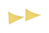 Brass Triangle Pendant Round Cut, 10 Raw Brass Triangle Pendant With 2 Holes (33x33x33mm) Brass 044 A0149