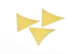Brass Triangle Pendant Round Cut, 10 Raw Brass Triangle Pendant With 2 Holes (33x33x33mm) Brass 044 A0149