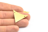 Brass Triangle Pendant Round Cut, 10 Raw Brass Triangle Pendant With 2 Holes (33x33x33mm) Brass 044 A0149