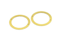 Middle Hole Connector, 10 Raw Brass Circle with 2 Holes And Middle Hole Connector (40mm) Brs 6 A0535