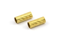 Textured Tube Bead, 50 Raw Brass Textured Tube Findings (10x3.8mm) D0017--n0688
