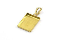 10 Vintage Raw Brass Rectangle Pendant And Earring Setting With 16x12mm Cameo Base Y275