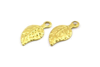 Raw Brass Leaf, 100 Raw Brass Leaf Charms, Findings (13x6mm) Brs 113 A0616