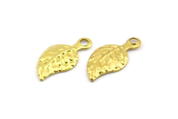 Raw Brass Leaf, 100 Raw Brass Leaf Charms, Findings (13x6mm) Brs 113 A0616