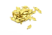 Raw Brass Leaf, 100 Raw Brass Leaf Charms, Findings (13x6mm) Brs 113 A0616
