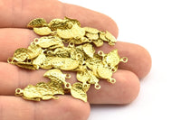 Raw Brass Leaf, 100 Raw Brass Leaf Charms, Findings (13x6mm) Brs 113 A0616