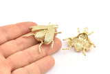 Tiny Bug Charm, 1 Gold Plated Brass Bug Fly Insect Charms (41x35mm) N0242 Q0054