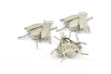 Tiny Bug Charm, 1 Silver Tone Bug Fly Insect Charm With 1 Loop (41x35mm) N0242