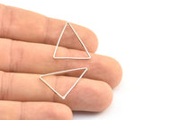 Silver Triangle Charm, 25 Silver Tone Open Triangle Ring Charms (20x26x0.9mm) D0086 Q0684