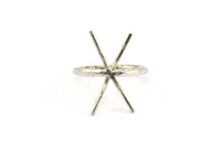 Claw Ring Setting, 2 Silver Tone Claw Ring Blanks With 4 Claws For Natural Stones N0210 H0511