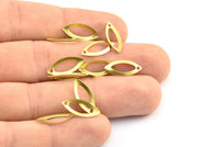 Brass Marquise Charm, 100 Raw Brass Marquise Charms Findings (16mm) Brs 350 A0092