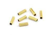 Brass Spacer Bead, 100 Raw Brass Square Shaped Tube Beads, Charms, Findings (8x2mm) Brs 1404 A0717