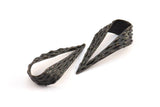 Textured Drop Charm, 1 Oxidized Brass Black Textured Drop Charm With 1 Hole, Earring Findings (47x21x9x1mm) N0198 S343
