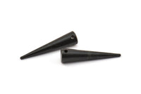 Black Spike Pendant, 2 Oxidized Brass Black Spike Tribal Pendants With 1 Hole (30x7mm) A0767 S318