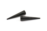 Black Spike Pendant, 2 Oxidized Brass Black Spike Tribal Pendants With 1 Hole (30x7mm) A0767 S318