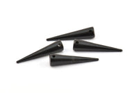 Black Spike Pendant, 2 Oxidized Brass Black Spike Tribal Pendants With 1 Hole (30x7mm) A0767 S318