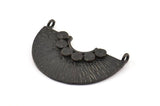 Semi Circle Pendant, 2 Oxidized Brass Black Semi Circle  Pendants With 2 Loops (32x22x1mm) BS 1890 S124