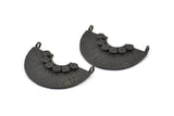 Semi Circle Pendant, 2 Oxidized Brass Black Semi Circle  Pendants With 2 Loops (32x22x1mm) BS 1890 S124