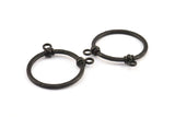 Black Brass Pendant, 1 Oxidized Brass Black Hammered Ring for Glass With 2 Loops, Geometric Pendants (37x2x3mm) BS 1891 S332