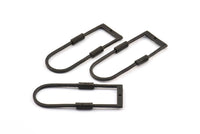 D Shape Rings, 2 Oxidized Brass Black D Shape Textured Connectors With 1 Hole, Rings  (47x19x1.4mm) BS 1884 S342