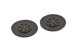 Black Flower Pendant, 2 Oxidized Brass Black Flower Textured Round  Pendants With 1 Loop (29mm) BS 1892 S335
