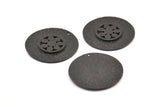Black Flower Pendant, 2 Oxidized Brass Black Flower Textured Round  Pendants With 1 Loop (29mm) BS 1892 S335