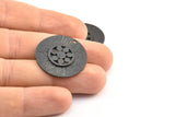 Black Flower Pendant, 2 Oxidized Brass Black Flower Textured Round  Pendants With 1 Loop (29mm) BS 1892 S335