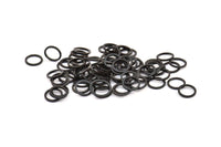 Black Circle Ring, 50 Oxidized Brass Black Round Rings, Charms (10mm) B0118 S333