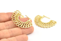 Brass Semi Sun Earring, 2 Raw Brass Semi Sun Earrings (40x29x2.5mm) BS 2042