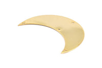 Crescent Wall Art, 2 Gold Plated Brass Crescent Moon Wall Hanging Decor with 4 Holes (55x20x0.60mm) H0174 Q0373