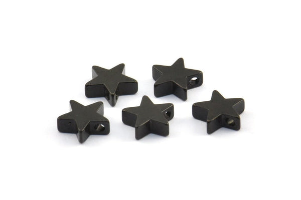 Black Star Charm, 12 Oxidized Brass Black Star Spacer Beads With 1 Hole, Spacer Charms, Star Charms (8x2.6mm) D0126 S671