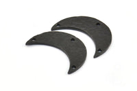 Hammered Moon Crescent Charm, 2 Oxidized Brass Black Hammered Moons with 3 Holes Pendant (25x9x1.2mm) N0386 S676