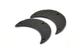 Hammered Moon Crescent Charm, 2 Oxidized Brass Black Hammered Moons with 3 Holes Pendant (25x9x1.2mm) N0386 S676
