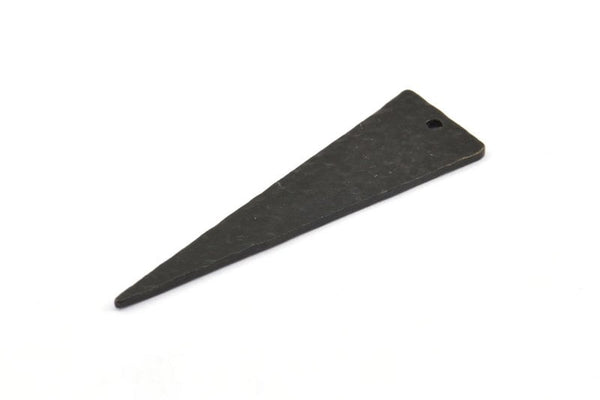 Hammered Triangle Charm, 2 Oxidized Brass Black Hammered Long Triangle Charms, Pendant, Earring Findings (14x50x1.2mm) N0200 S670