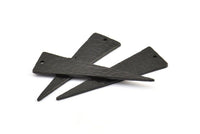 Hammered Triangle Charm, 2 Oxidized Brass Black Hammered Long Triangle Charms, Pendant, Earring Findings (14x50x1.2mm) N0200 S670