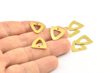 Triangle Earring Finding, 50 Raw Brass Triangle Charms with 1 Hole (13.5x15mm )  D0014--N0678
