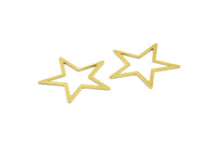 Raw Brass Star, 100 Raw Brass Star Connectors  (22mm) Brs 725 A0300